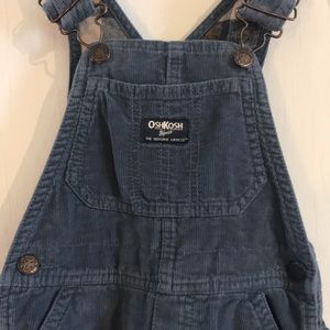 Osh Kosh big Osh dusty blue cord overalls with plaid flannel lining & buckles